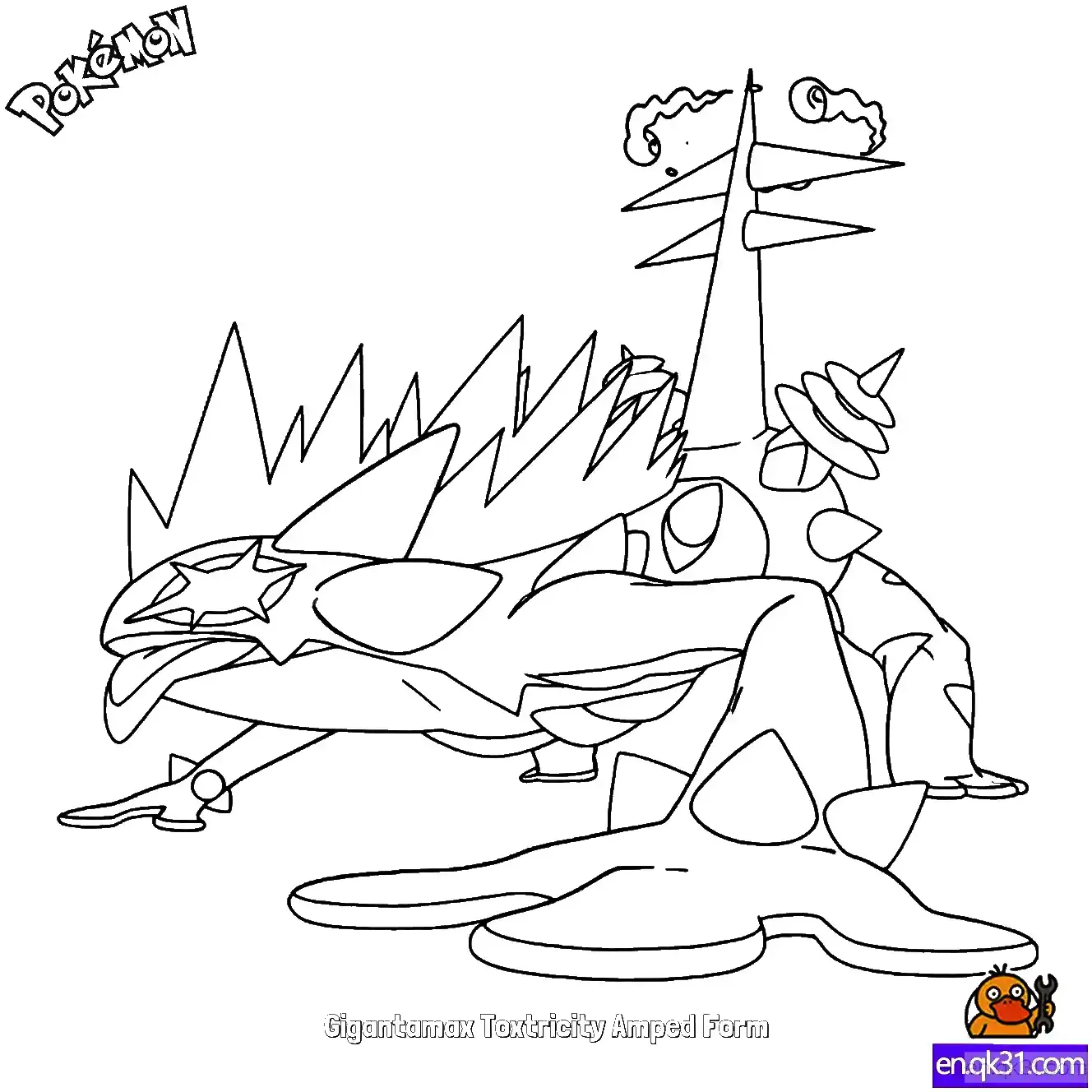 免费 颤弦蝾螈 高调的样子 超极巨化简笔画 - 免费可打印宝可梦简笔画 简笔画涂色页